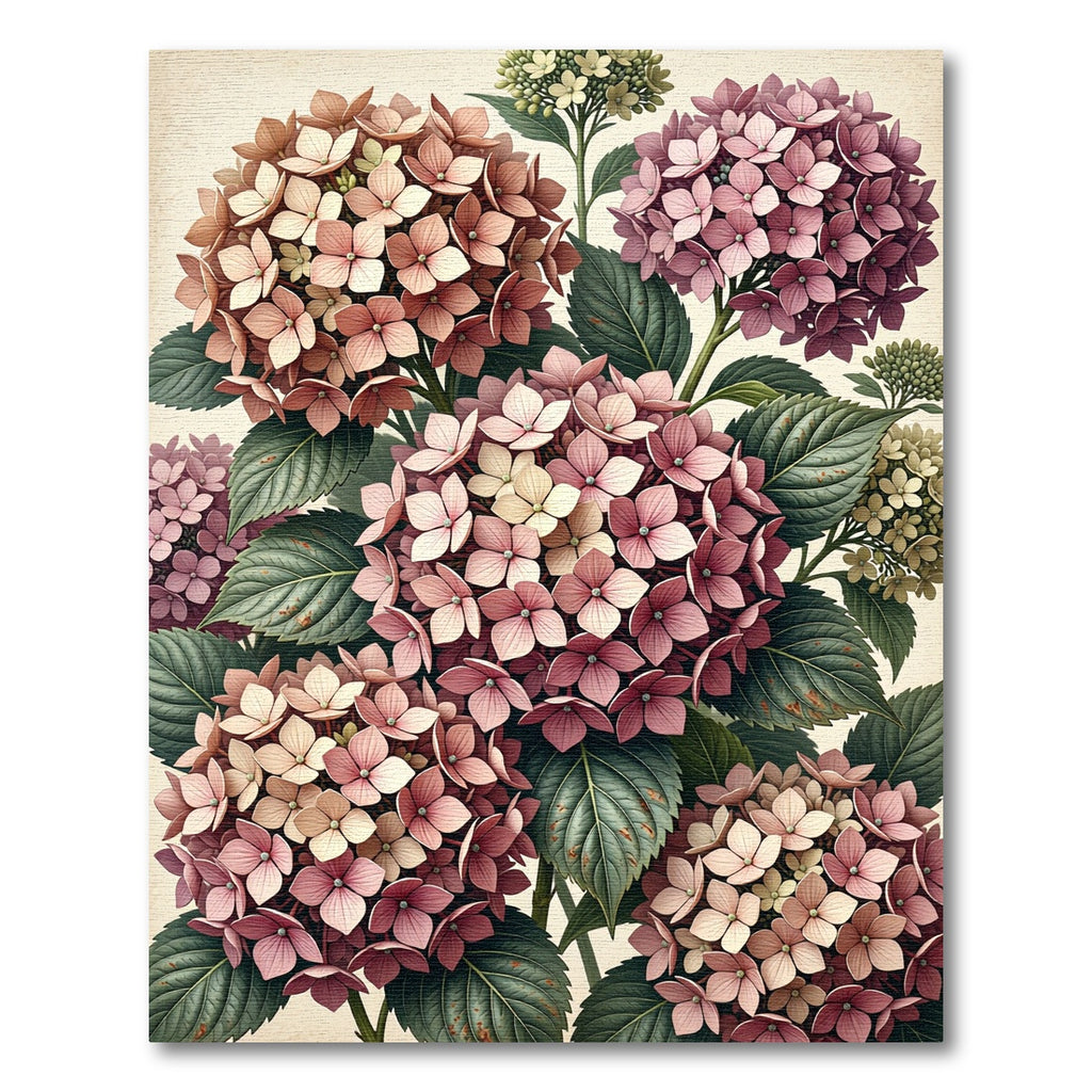 Vintage Pink Hydrangea Botanical Garden Rug