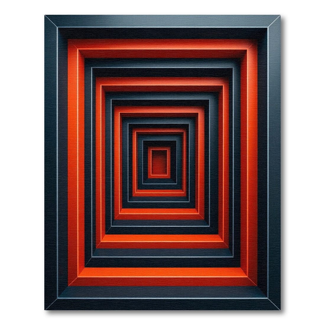 Fiery Red Black Concentric Square Rug