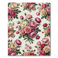 Elegant Pastel Rose Peony Floral Bouquet Rug