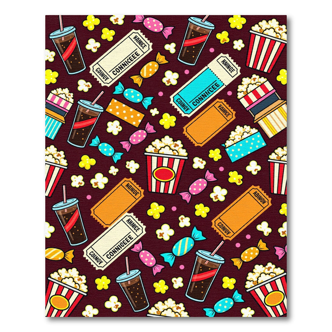 Playful Retro Cinema Snack Popcorn Collage Rug