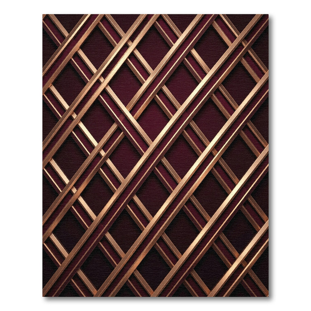 Crimson Gold Geometric Lattice Rug