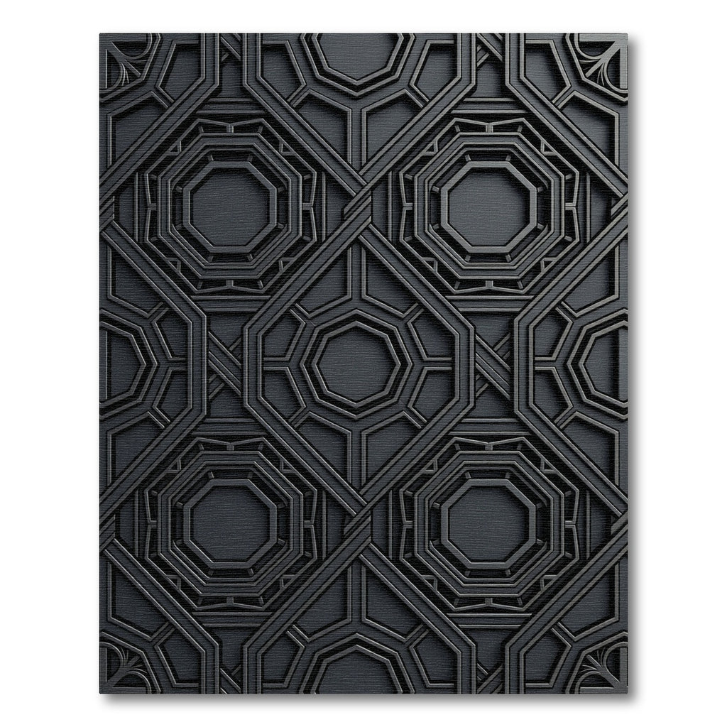 Sophisticated Charcoal Geometric Octagon Art Rug