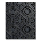 Sophisticated Charcoal Geometric Octagon Art Rug