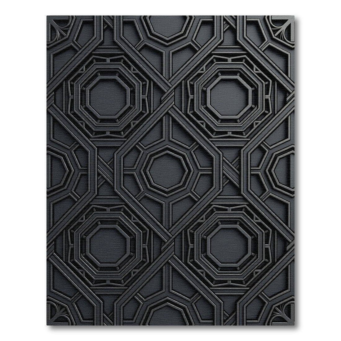 Sophisticated Charcoal Geometric Octagon Art Rug