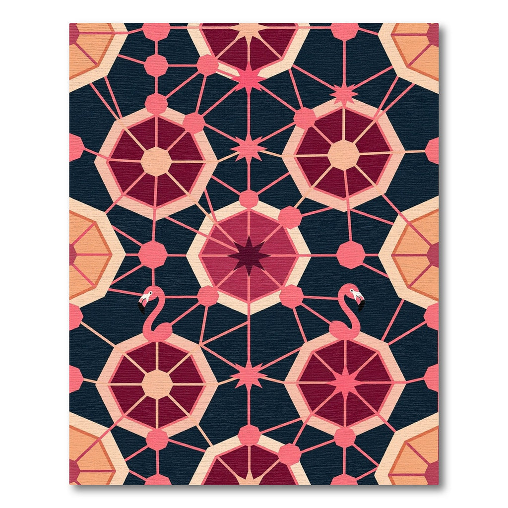 Pink Flamingo Geometric Octagon Pattern Rug