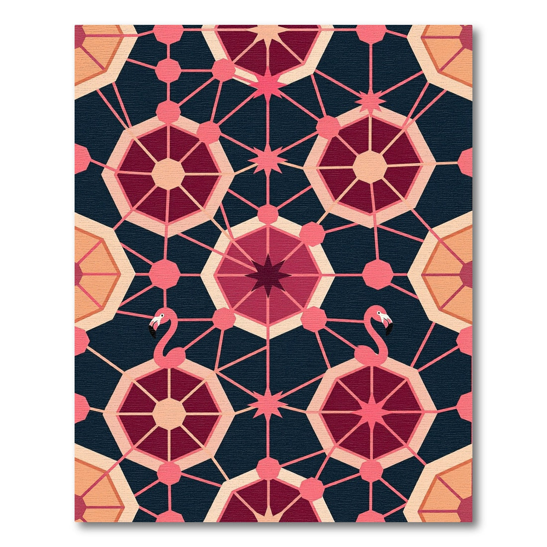 Pink Flamingo Geometric Octagon Pattern Rug