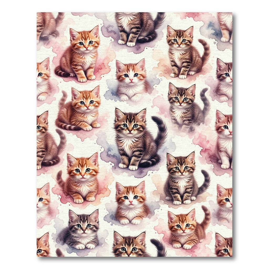 Whimsical Watercolor Kittens Delightful Composition Rug