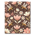 Earthy Brown Bees with Blush Florals Rug