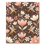 Earthy Brown Bees with Blush Florals Rug