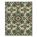 Victorian Cream and Olive Floral Damask Rug