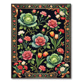 Vintage Red Rose Cabbage Floral Bouquet Rug