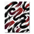 Dynamic Crimson and Black Brushstroke Abstract Rug