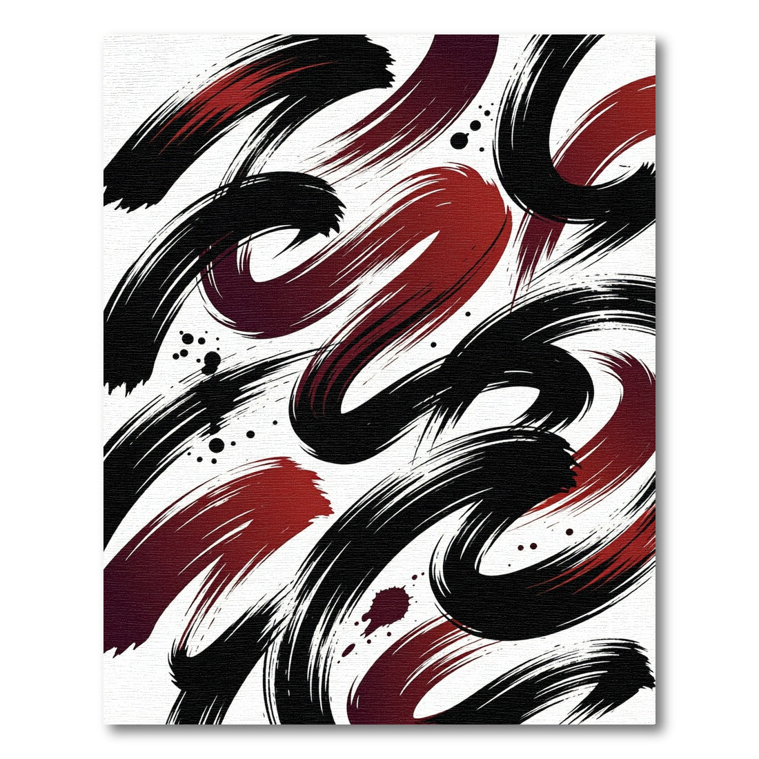 Dynamic Crimson and Black Brushstroke Abstract Rug