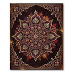 Opulent Crimson Gold Ornate Mandala Art Rug