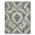 Ornate Black and White Acanthus Scroll Rug
