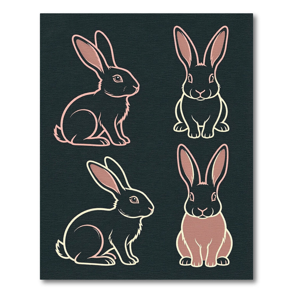 Minimalist Black Rabbit Silhouette Art Rug