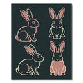 Minimalist Black Rabbit Silhouette Art Rug