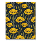 Golden Poppy Botanical Navy Floral Rug