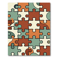 Retro Multicolored Abstract Jigsaw Puzzle Rug