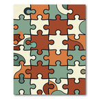 Retro Multicolored Abstract Jigsaw Puzzle Rug