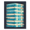 Modern Teal and Cream Layered Block Rug
