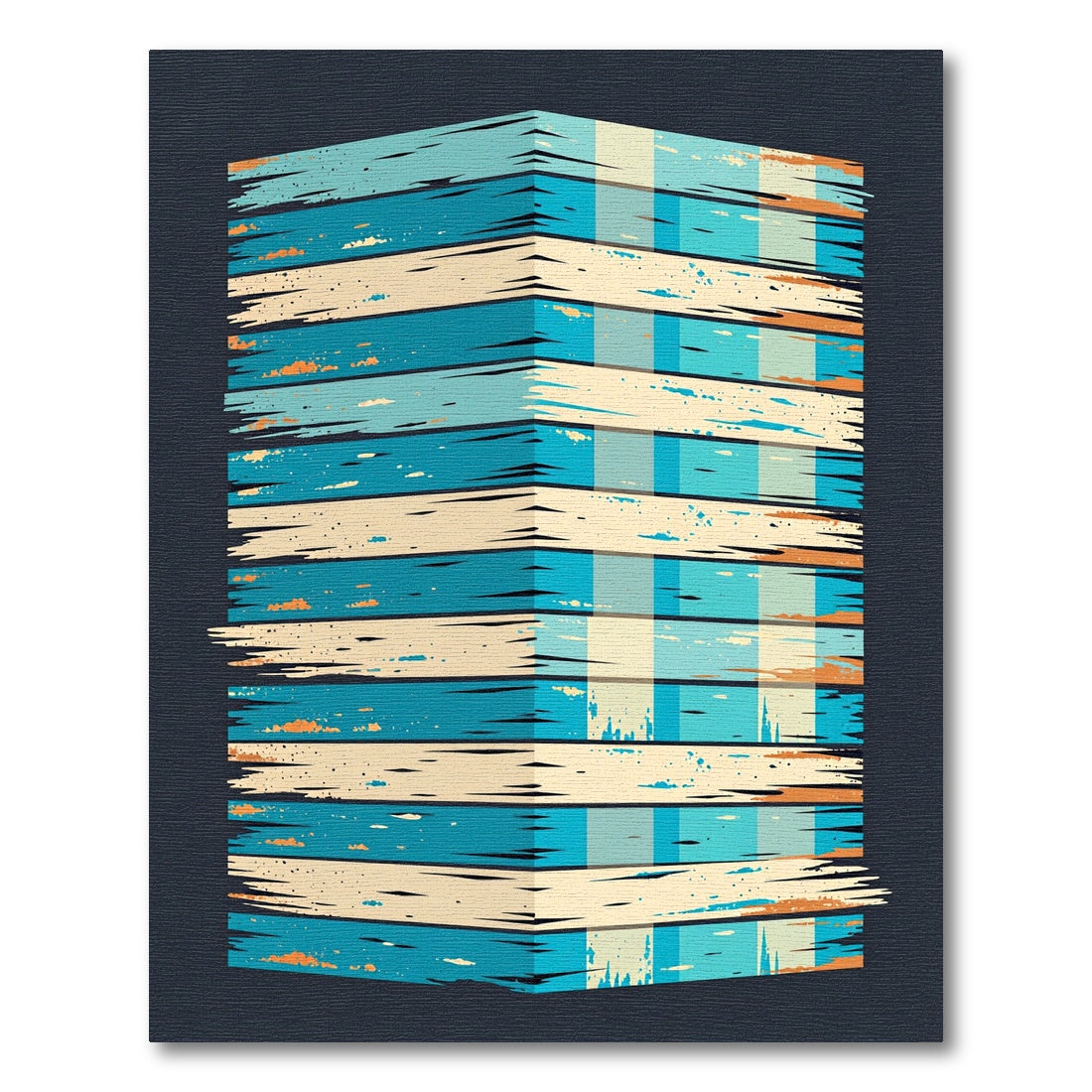 Modern Teal and Cream Layered Block Rug
