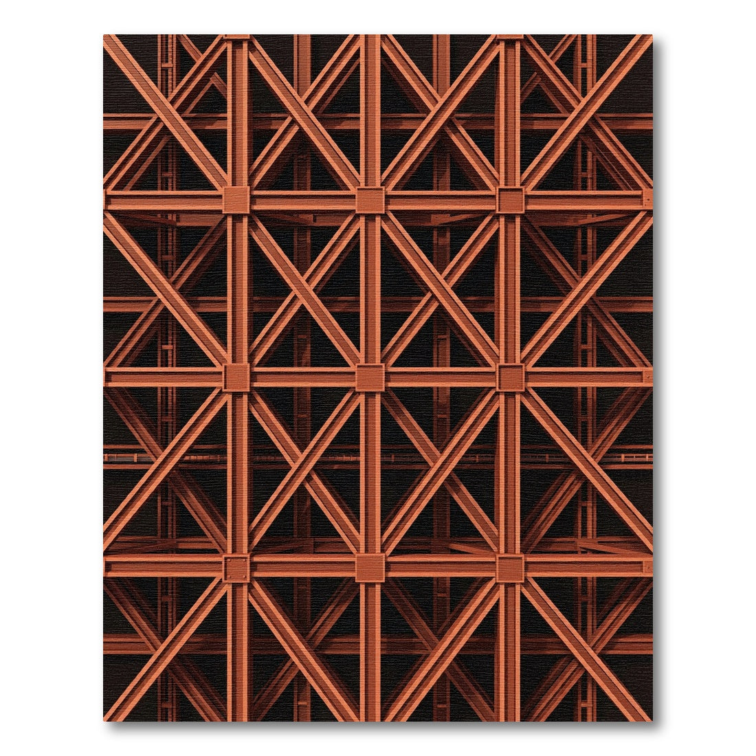 Rust Orange Geometric Truss Rug
