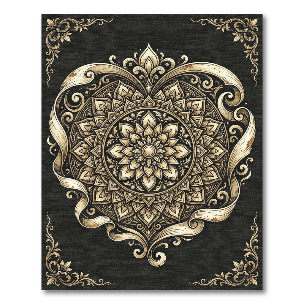 Ornate Golden Mandala Filigree Rug
