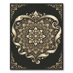 Ornate Golden Mandala Filigree Rug