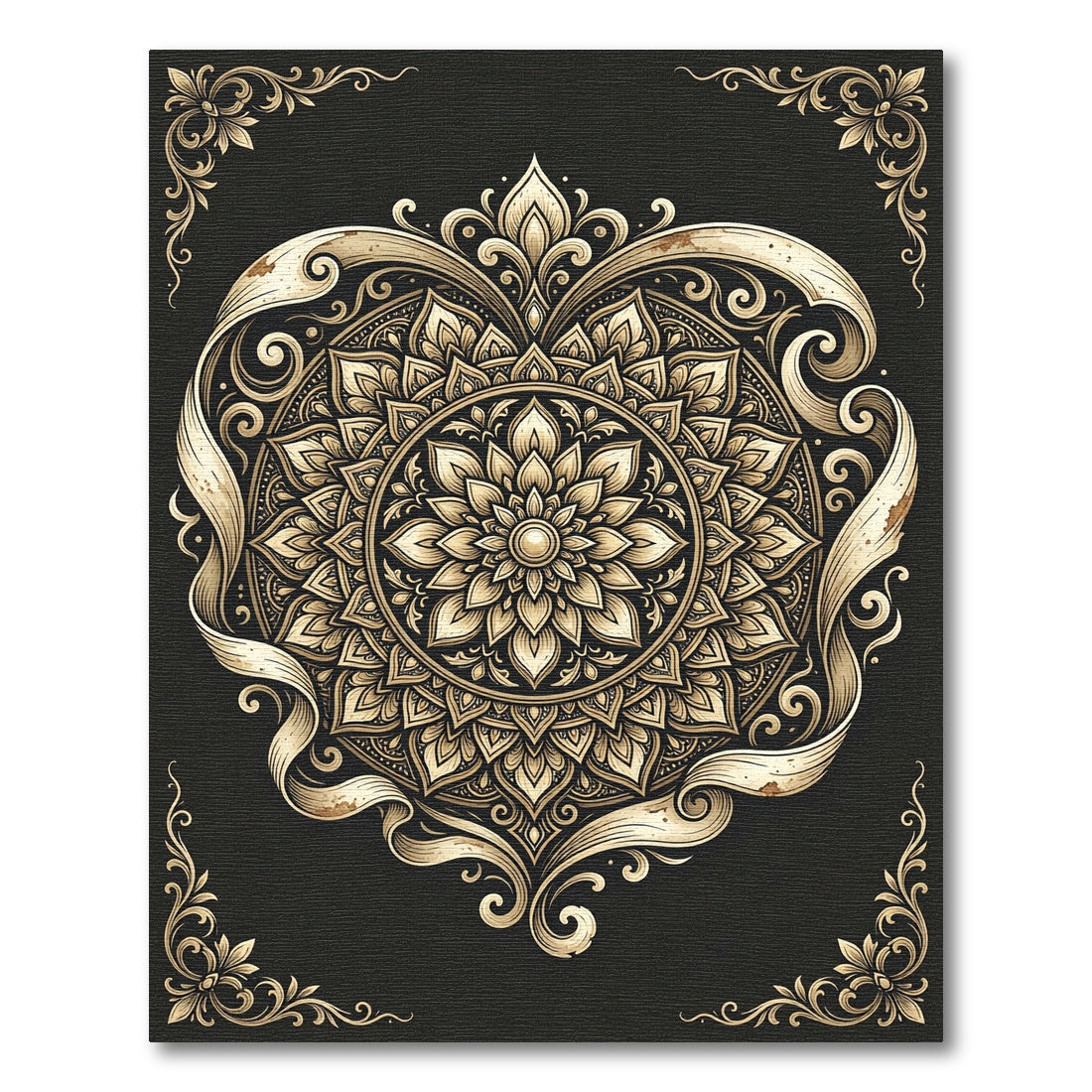 Ornate Golden Mandala Filigree Rug