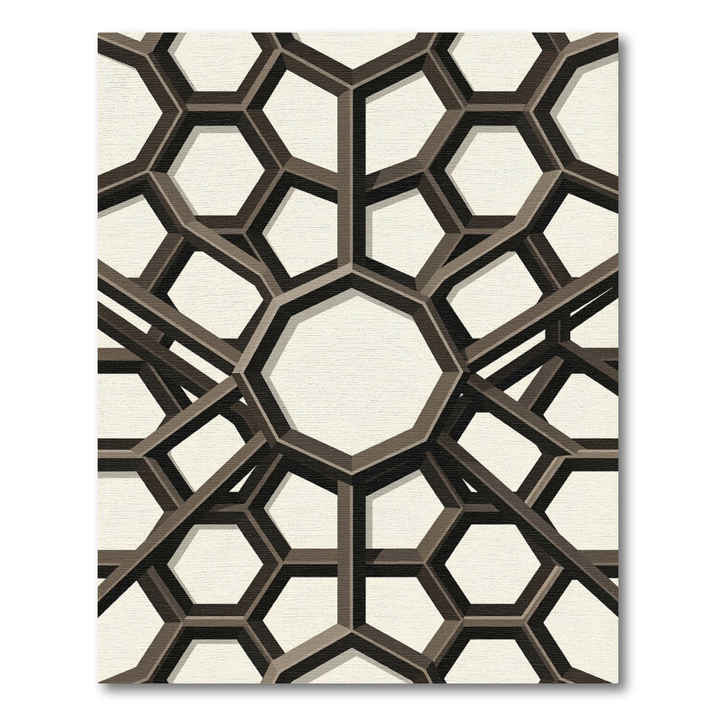 Geometric Brown Honeycomb Architectural Rug