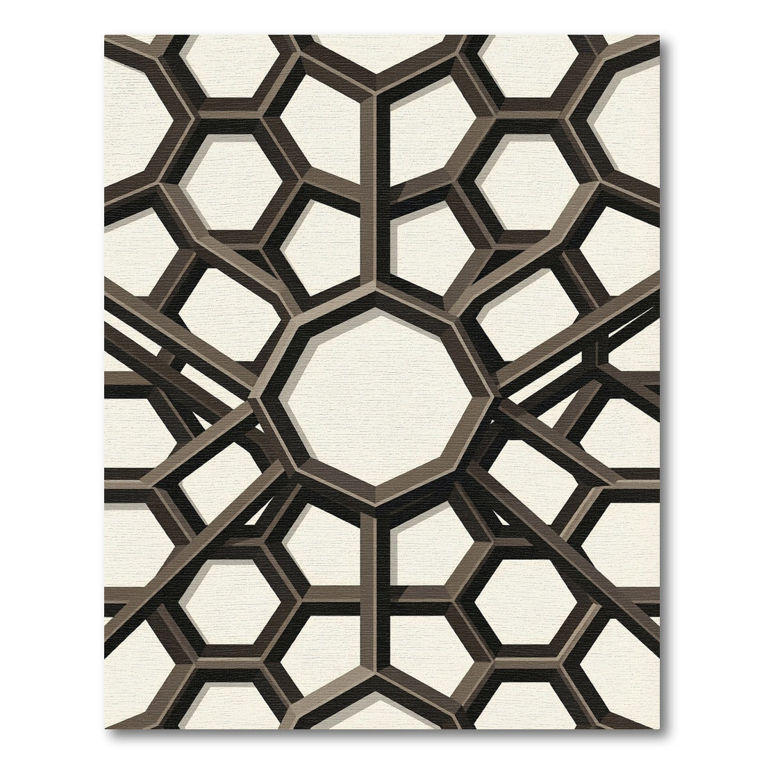 Geometric Brown Honeycomb Architectural Rug