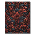 Elegant Crimson Gray Ornate Leaf Foliage Rug