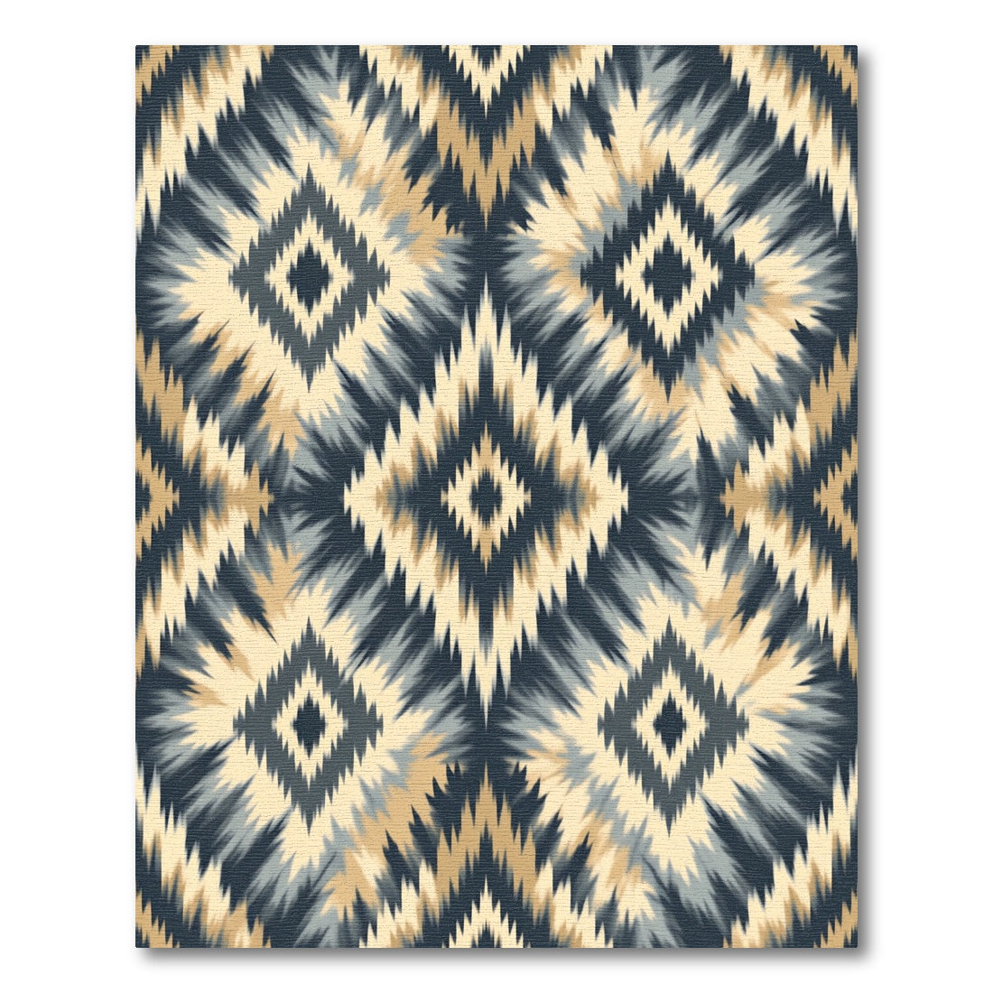 Earthy Indigo Tribal Diamond Medallion Rug