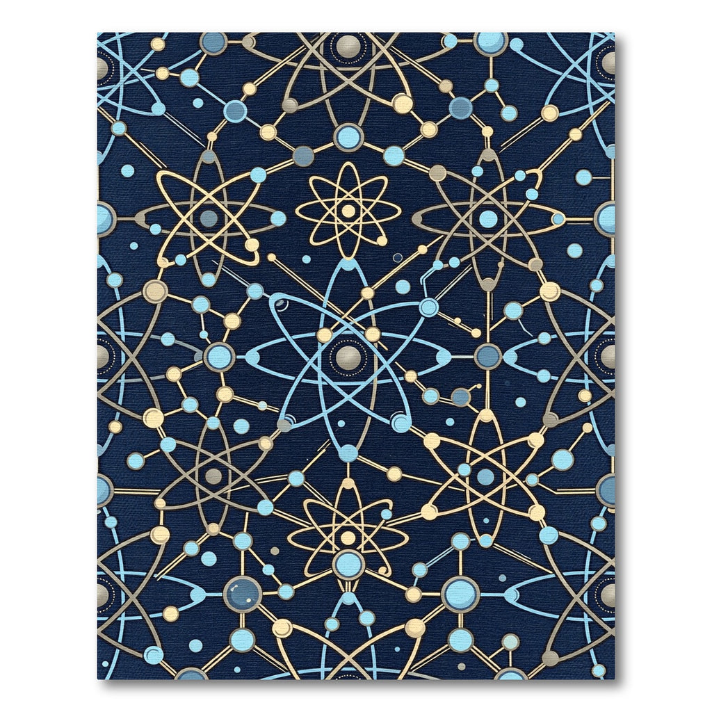 Atomic Blue Gold Interconnected Network Rug