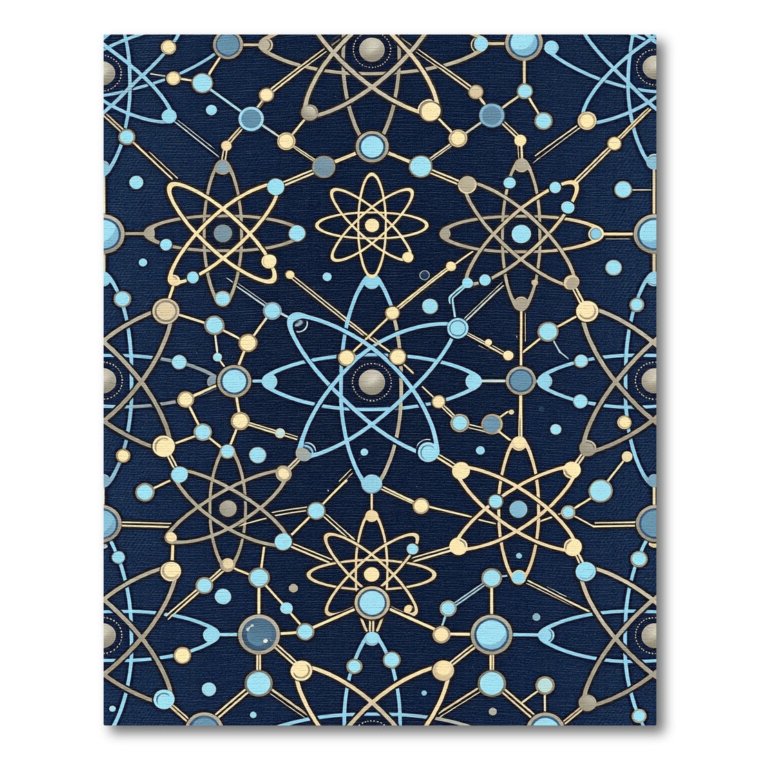 Atomic Blue Gold Interconnected Network Rug