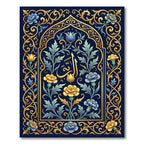 Gilded Floral Navy Arabesque Medallion Rug