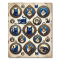 Vintage Blue Feline Portrait Gallery Rug