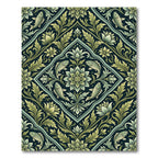 Deep Green Floral Fish Medallion Rug