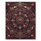 Ornate Pomegranate Peacock Mandala Jewel-Toned Rug