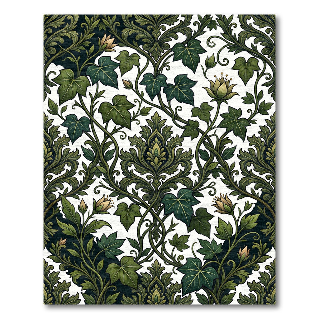 Emerald Vines Damask Garden Rug