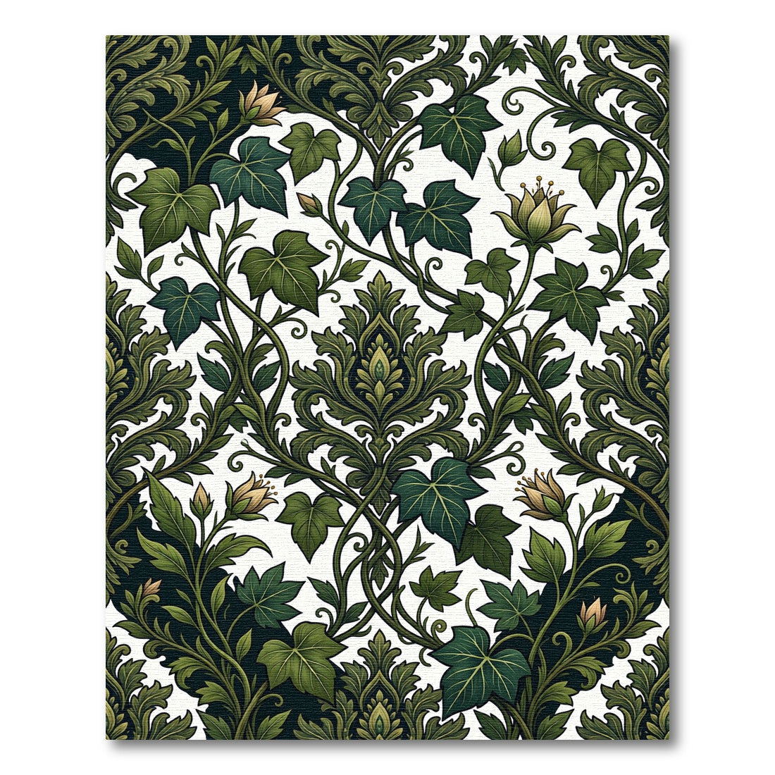 Emerald Vines Damask Garden Rug