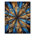 Intricate Blue Gold Floral Mandala Rug