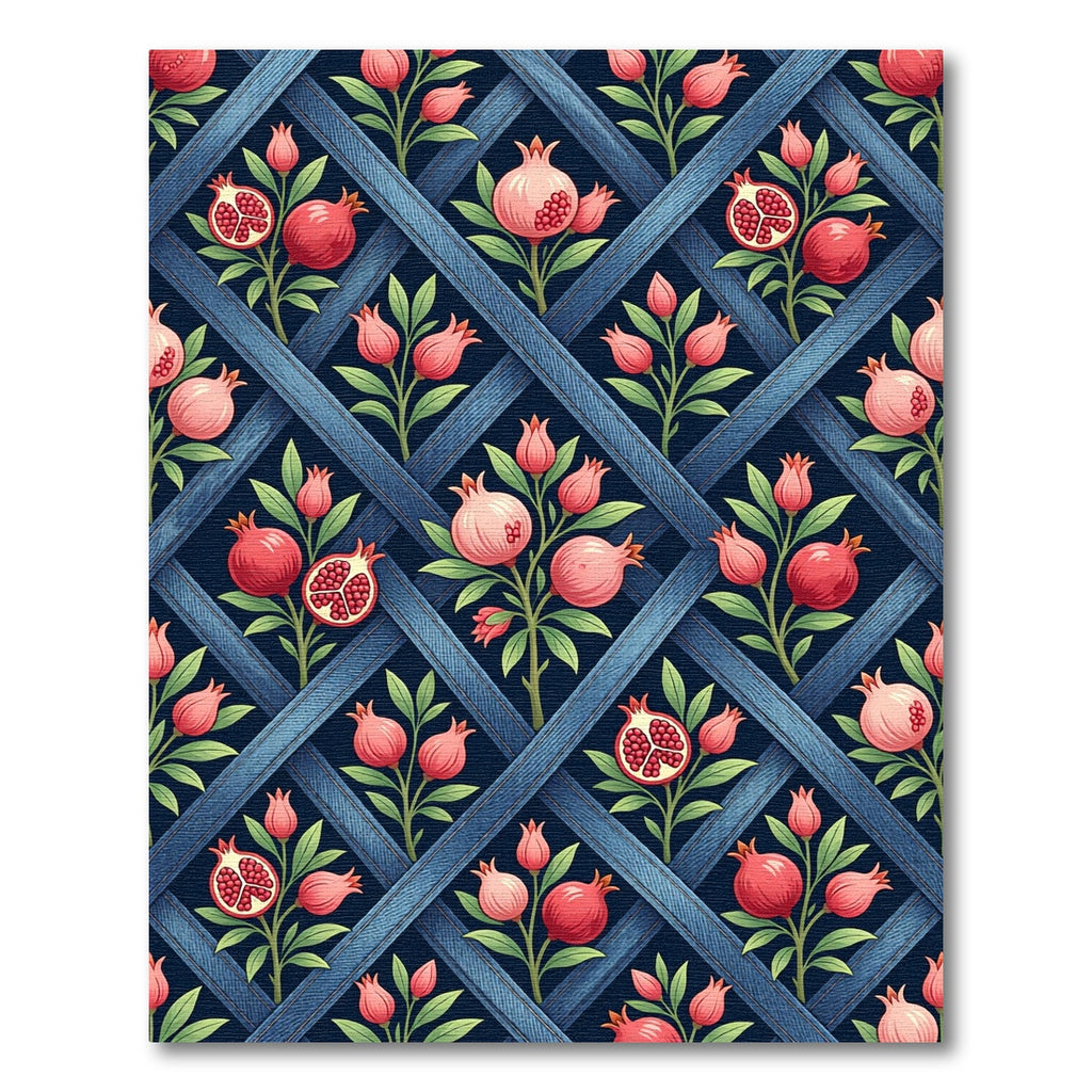 Pink Pomegranate Garden Lattice Rug