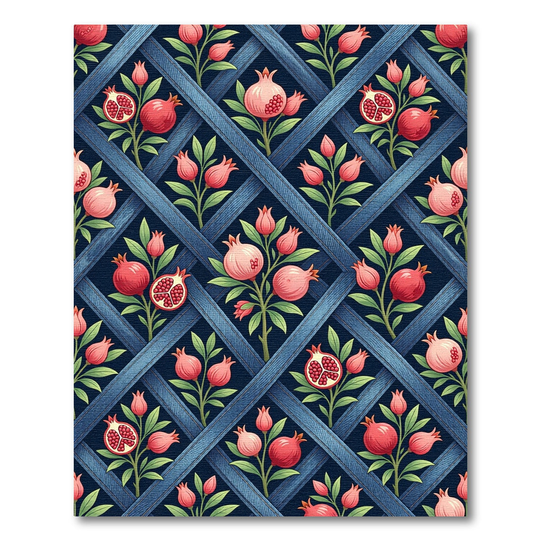 Pink Pomegranate Garden Lattice Rug