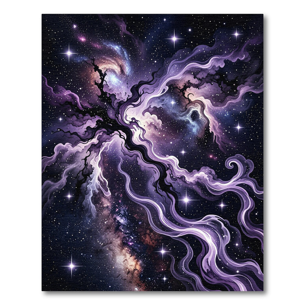 Ethereal Purple Cosmic Nebula Swirl Rug