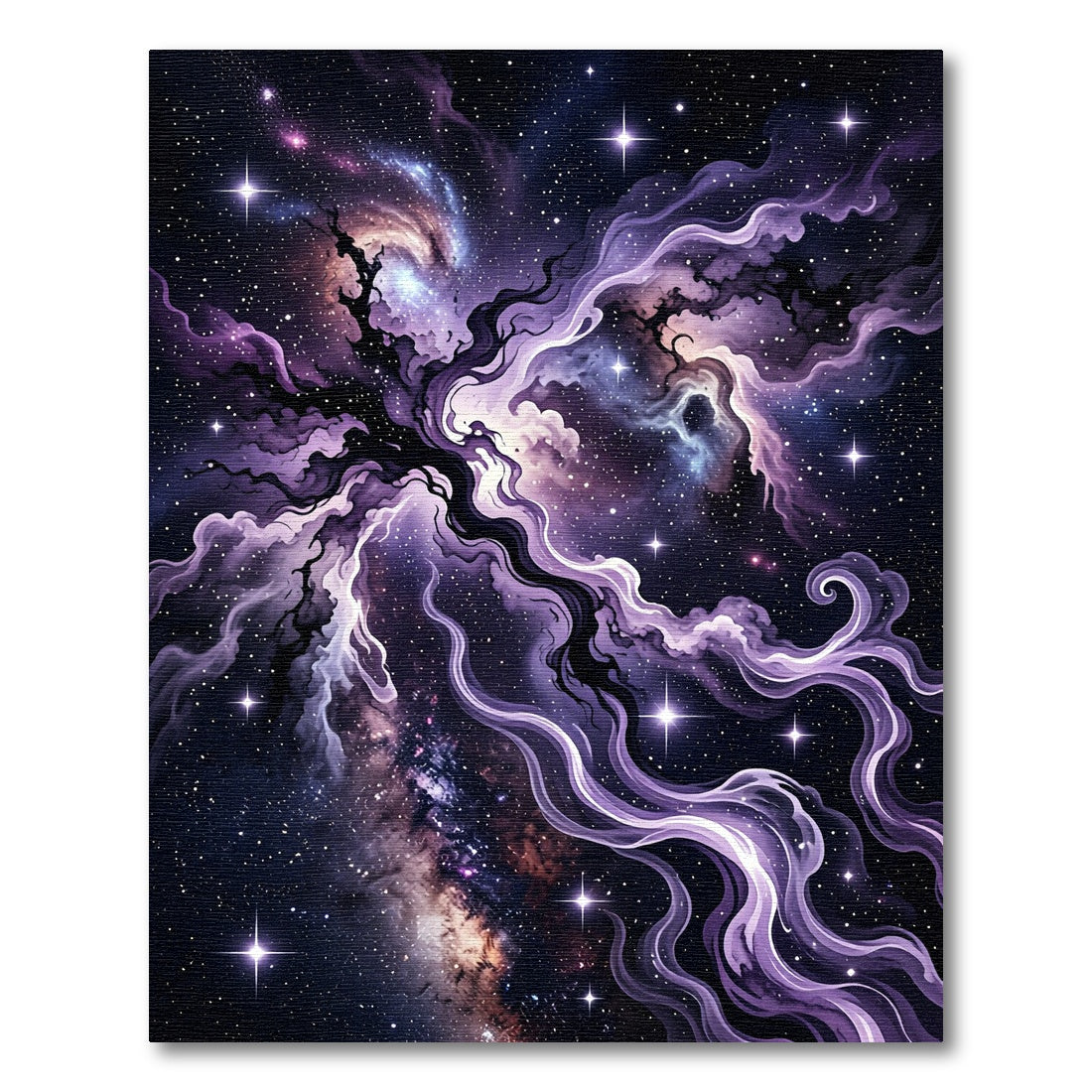 Ethereal Purple Cosmic Nebula Swirl Rug