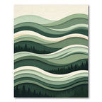 Layered Green Forest Landscape Waves Rug