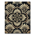 Black and Gold Floral Damask Medallion Rug