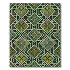 Sage Green Geometric Lattice Diamond Rug